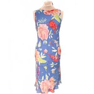 Vintage 90's Y2K Ralph Lauren Silk Floral Dress Size 10 Preppy Old Money